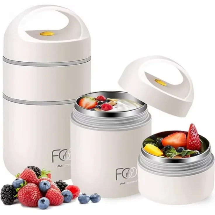 POPOLIC Thermobehälter Edelstahl Thermobehälter für Essen 680ml, Tragbare Frühstücksbox, (auslaufsicher, hitzebeständig, bruchsicher, robust), Essensbehälter für unterwegs
