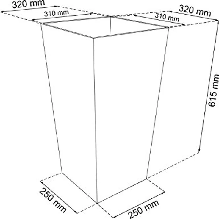Prosperplast Rato Square, 49-Liter Pflanzkübel mit Einsatz, 32,5 x 32,5 x 61 cm, dunkle Ockerfarbe, robust und wetterfest – Bild 2