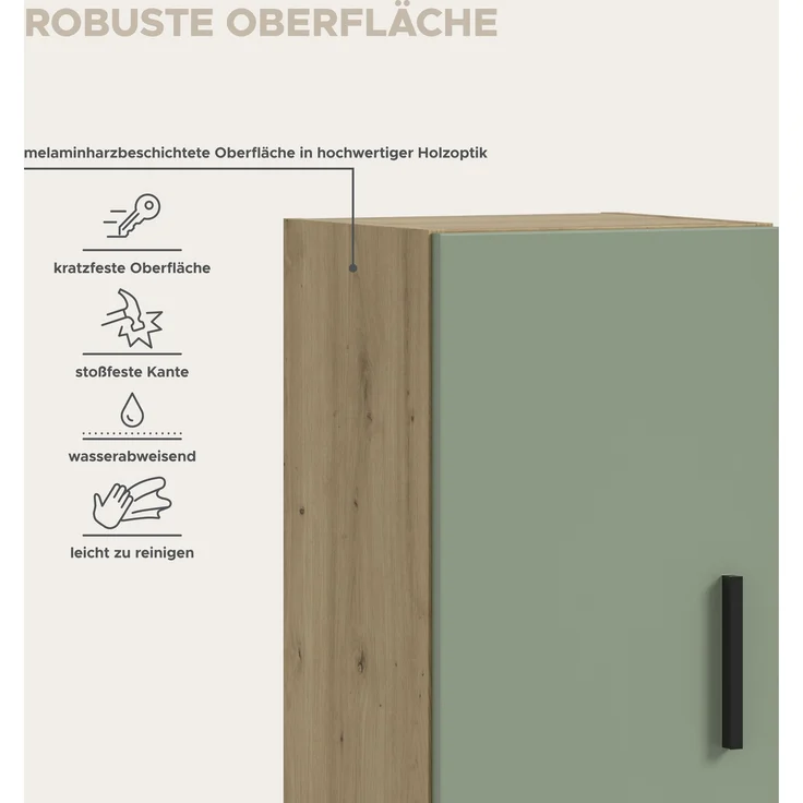 The One Wohnkombination inkl Beleuchtung in Smoke Green Nachbildung – Bild 7