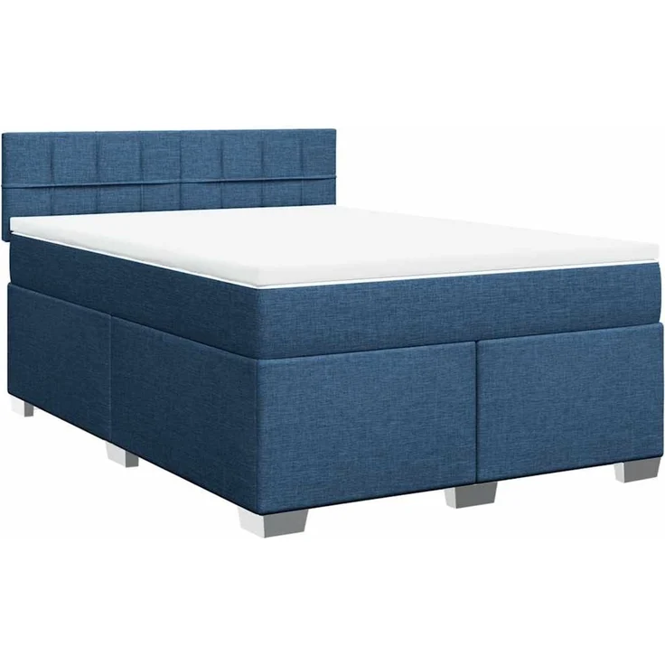 Boxspringbett mit Matratze, Stoff, Viereckige, grauer Fuß, Blau, 140x190 cm, false – Bild 2