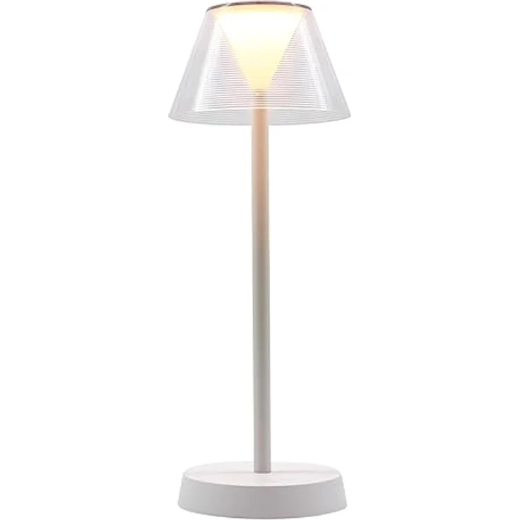 LUMISKY Beverly Tischlampe, kabellose LED-Nachttischlampe in Weiß-Grau, dimmbar, spritzwassergeschützt, 34 cm – Bild 1