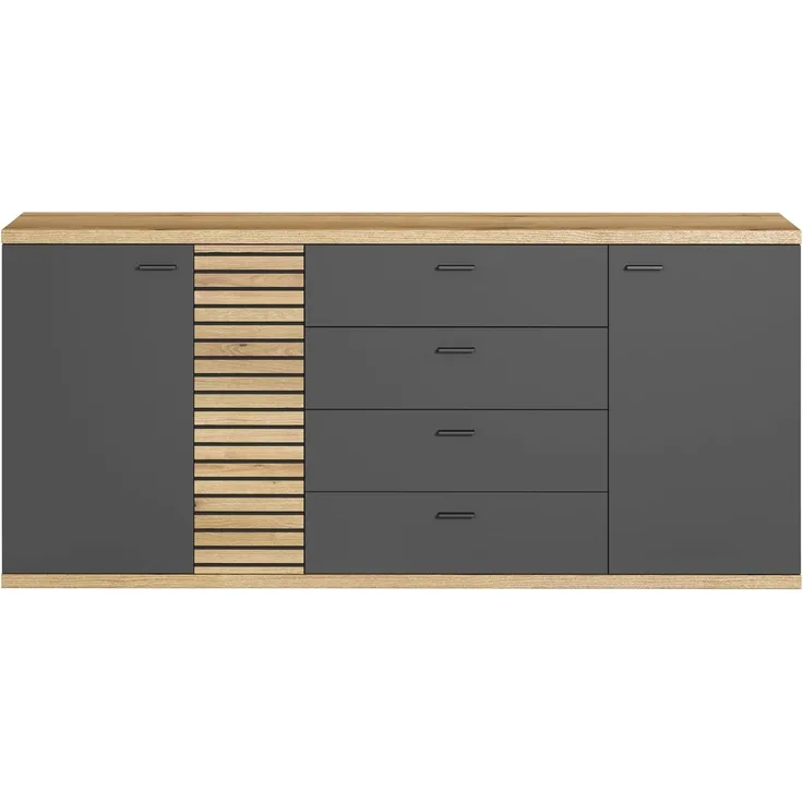 Sideboard Norris in grau und Eiche Evoke 186 cm