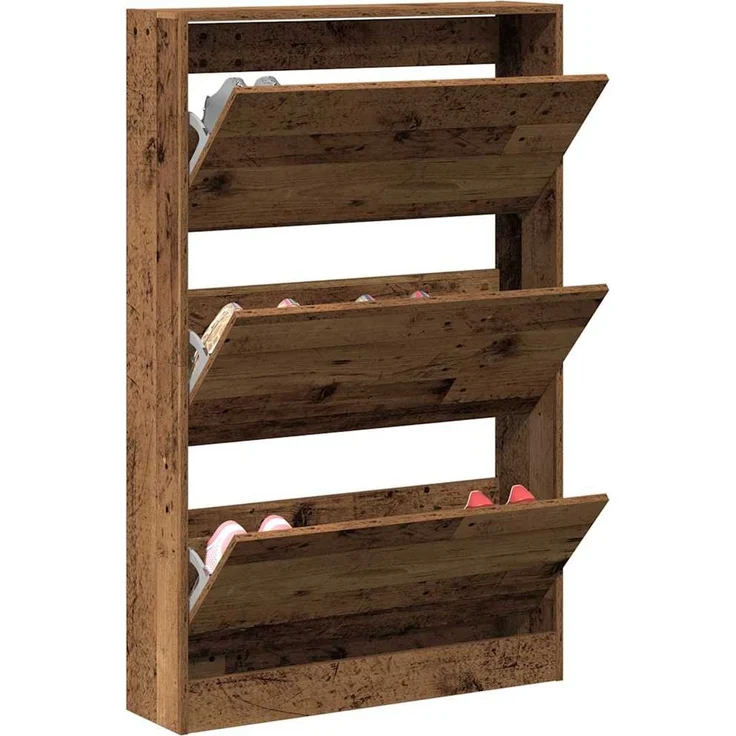 vidaXL Schuhschrank mit Regal Altholz 80 x 21 x 125,5 cm Holzwerkstoff 869102 – Bild 2
