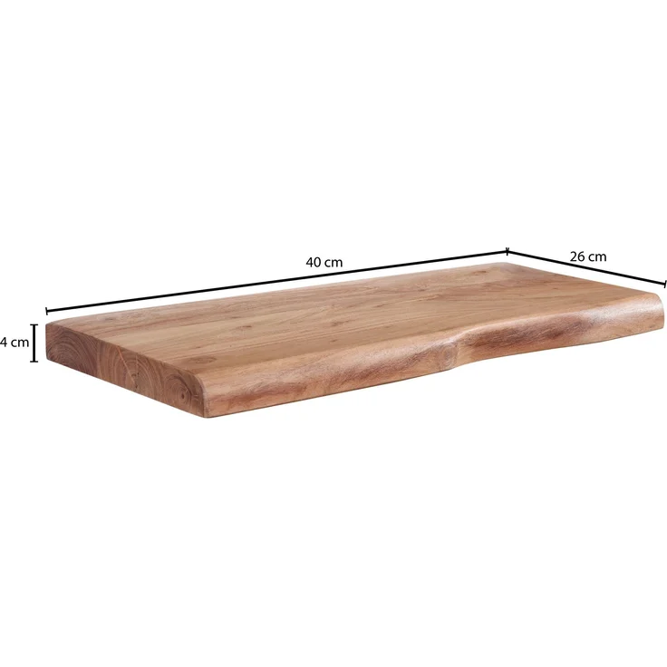 FINEBUY Wandregal FB31351, mit Baumkante Akazie Massivholz 40 cm hängend, Hängeregal schwebend, Schweberegal Wand Wohnzimmer – Bild 3