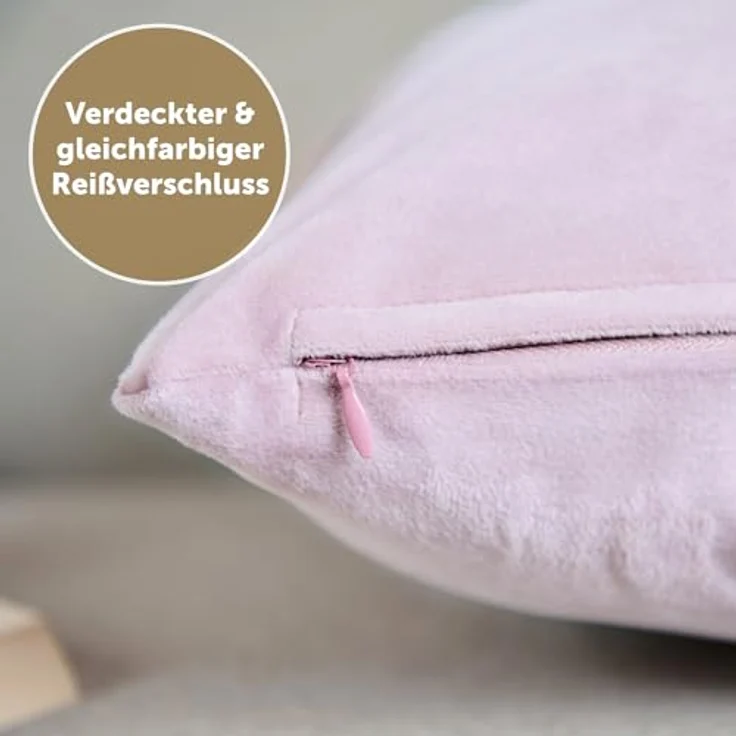 Blumtal Kissenbezug 2er Set - dekorativer Samt Kissenbezug mit verstecktem Reißverschluss, Kissenhülle für Zierkissen, waschbar – Bild 5