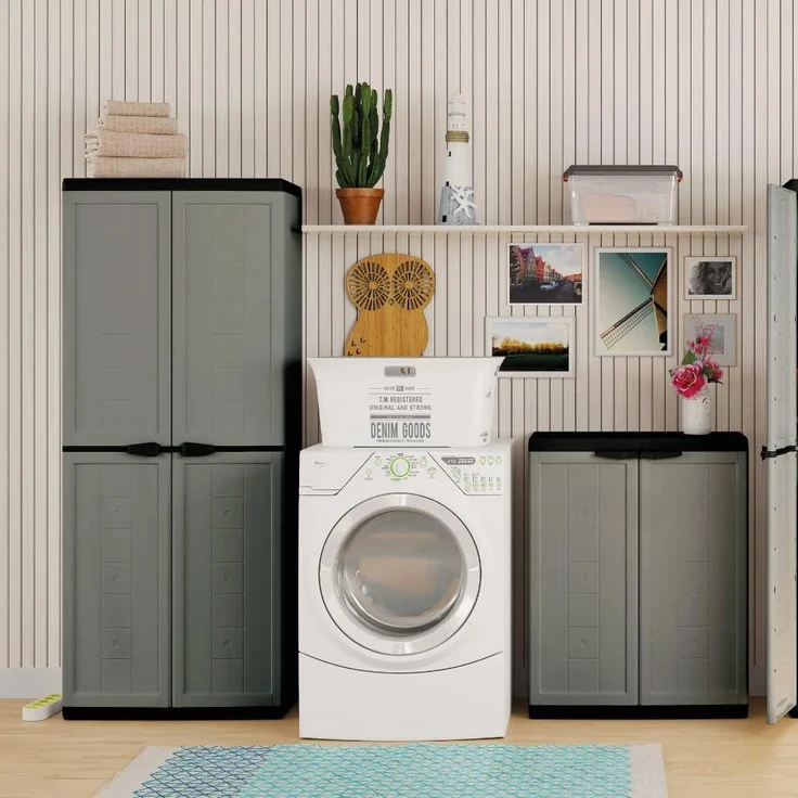 Kis Kunststoffschrank "Jolly" niedrig, dunkelgrau/schwarz – Bild 3