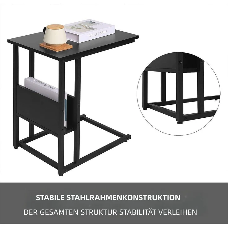Woltu Beistelltisch (1-St), Kaffeetisch Couchtisch Sofatisch aus Metall MDF – Bild 3