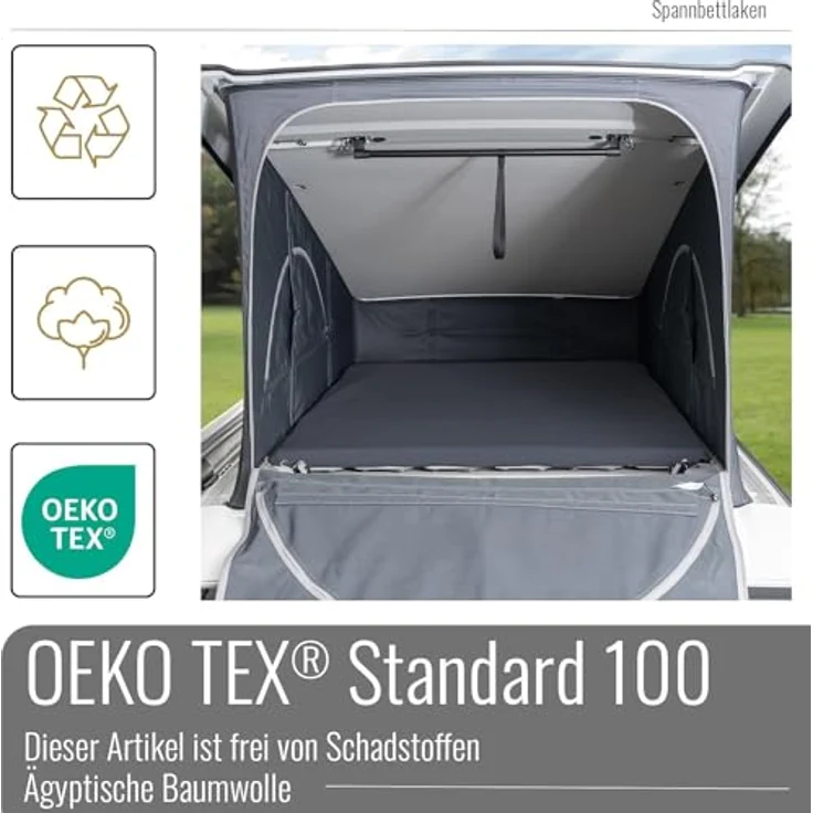 BLACK FOREST FOX Spannbettlaken Spannbettlaken VW T6/T5 California Aufstelldach 2 tlg. / Pop Up Roof, Baumwolle, Gummizug: rundum, Grau – Bild 4