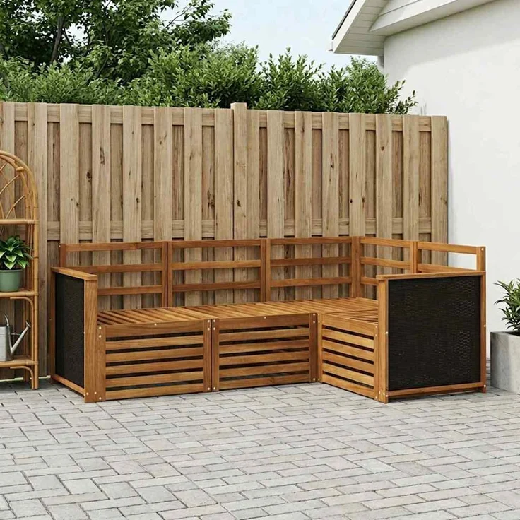 vidaXL Outdoor-Sofagarnitur 4 stk. 4-Sitzer Natur Massivholz Akazie 3384280 – Bild 1