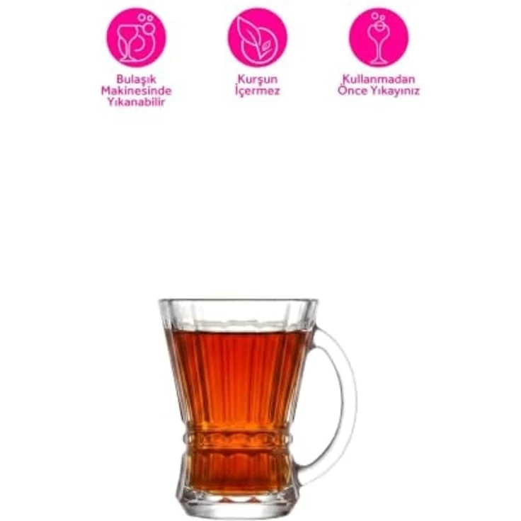 LAV Venüs Teegläser mit Henkel - 6-teiliges Set, 150 ml pro Glas – Bild 4