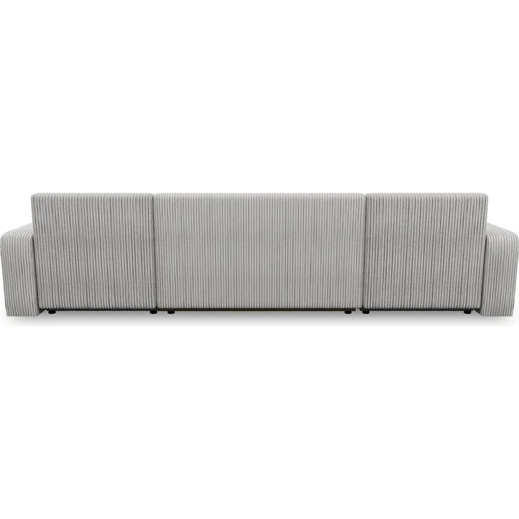 Wohnlandschaft mit Schlaffunktion Roma - U-Form Couch, Schlafsofa mit Bettkasten, Couchgranitur mit Bettfunktion, Big Sofa, Cord Stoff (Grau (Poso 110)) – Bild 6