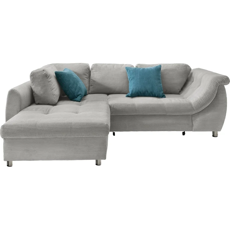 Polsterecke >Allin< in silber / petrol, Cord - 250x66x190cm (BxHxT) – Bild 1