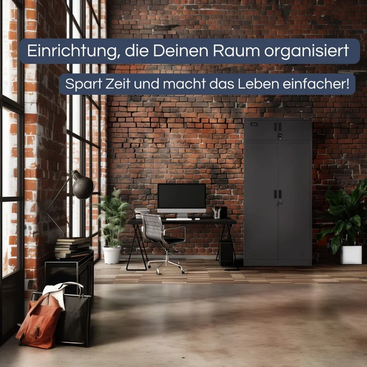 Mehrzweckschrank Metall mit Erweiterung GINA - 185 x 90 x 50 cm Anthrazit | Büroschrank Spind Stahlschrank Archivschrank Aktenschrank Metallschrank – Bild 3