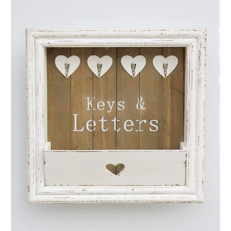 Wandorganizer Vintage Schlüsselboard Holz Ablage 93857 Briefablage Shaby Chic – Bild 3