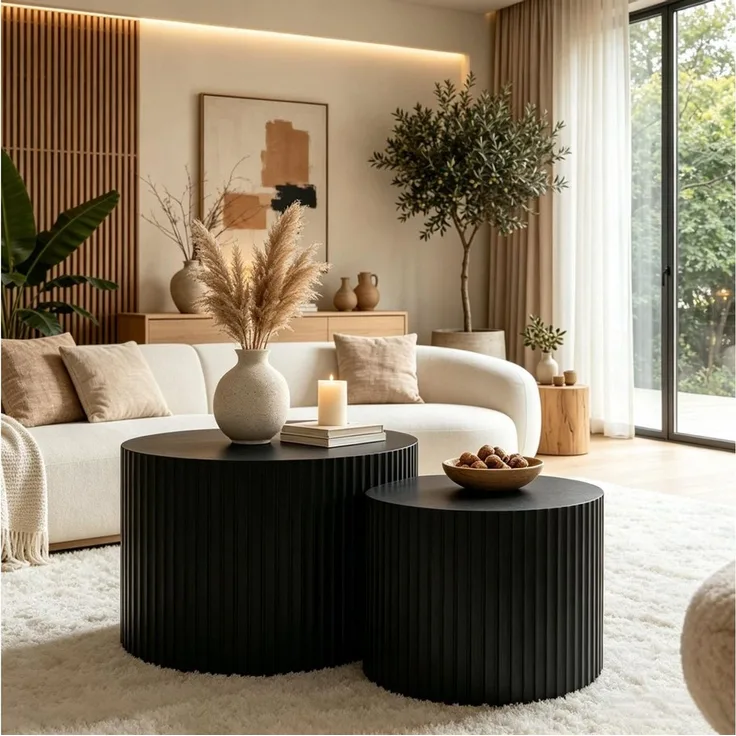 WILLIAMSPACE Couchtisch Carno MDF Couchtisch Set, rund & ineinander schiebbar platzsparend