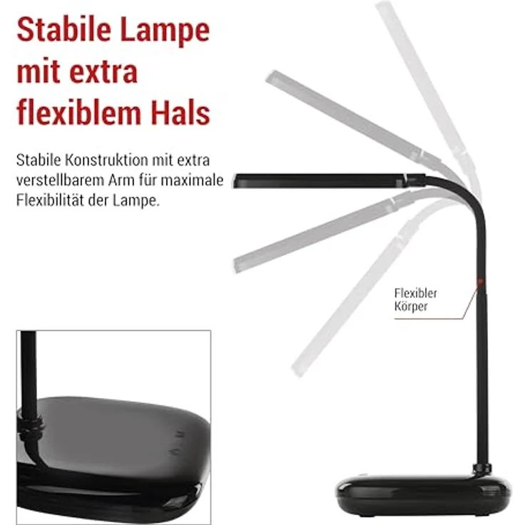 EMOS LED Tischlampe MOLLY, 12W, 650lm dimmbar, einstellbare Lichtfarbe, flexibler Lampenarm, schwarz, Z7638B – Bild 5