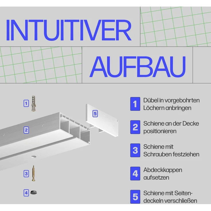 Bestlivings Gardinenschiene ( Weiß ) 420cm (2x90/2x120 cm) 1-läufig – Bild 4