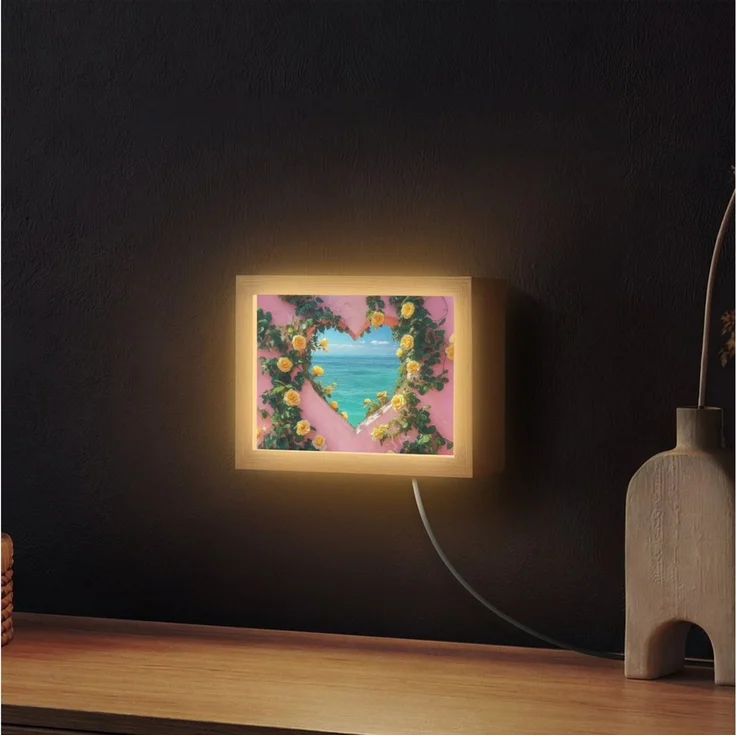 OnlyWow Wandleuchte Lightbox Herz - Meer - Wand, Dimmbar, Farbwechsel, LED, Warmweiß, Kaltweiß, Neutralweiß Einstellbar, Wandlampe Innen, Dimmbar, mit Kabel, LED, Modern, Flur – Bild 2