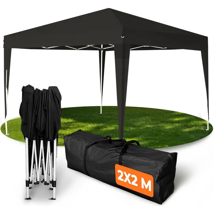 Kronenburg Faltpavillon wasserdicht Dachmaß 2x2 m UV Schutz 50+ Pavillon in Schwarz – Bild 1