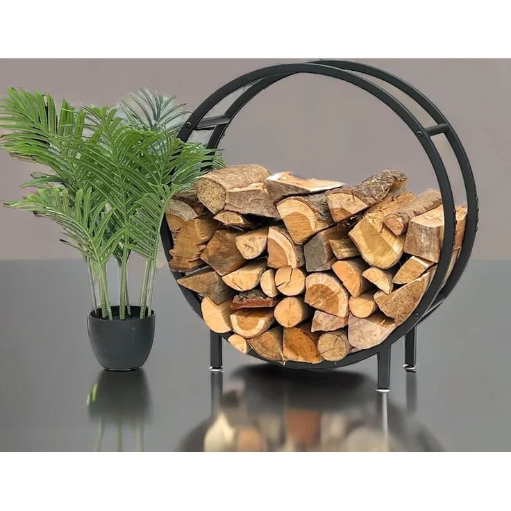 DanDiBo Kaminholzregal Innen Metall Schwarz Stehend Rund 60 cm Kaminholzständer 96468 Kaminholzhalter Brennholzregal Feuerholzregal – Bild 5