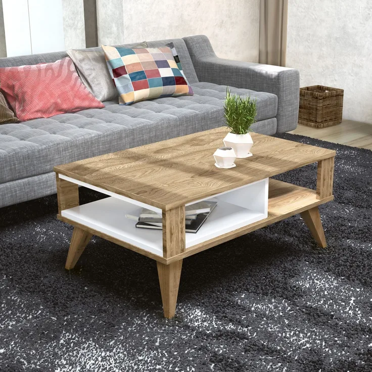Skye Decor 'Ionis' Couchtisch, Eiche / Weiß, 90 x 40 x 60 cm