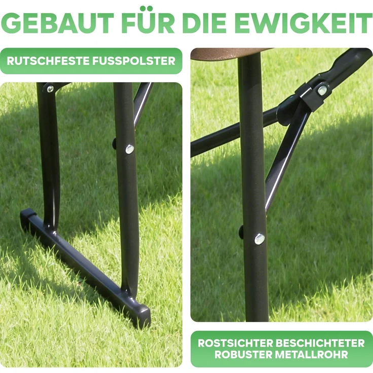 Eiryss Klappbank 2er Set, Wetterfeste Gartenbank aus HDPE mit Geflecht-Optik, Klappbare Sitzbank mit 4 Sicherheitsverriegelungen, Belastbar bis 400 kg, für Balkon, Terrasse & Camping, 180x28x43 cm – Bild 9