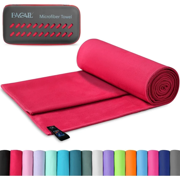 Handtuch Mikrofaser schnelltrocknend ultraleicht Rot XL 160x80cm – Bild 1