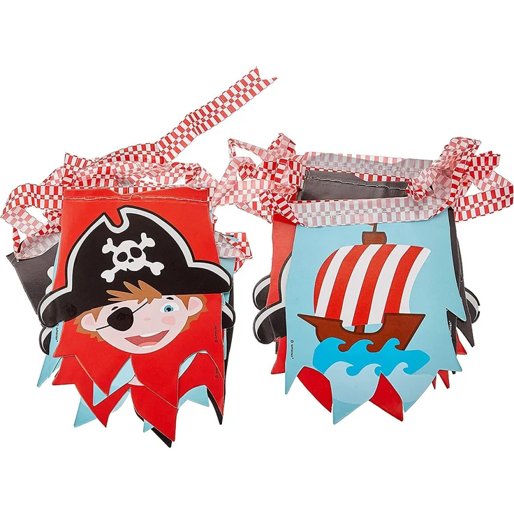 Amscan 9902134 - Wimpelkette Pirat, Größe circa 400 x 16 cm, Girlande, Hängedekoration – Bild 1