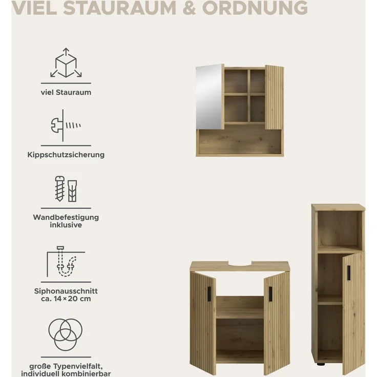 Badkombination B/H/T: 105x180x30 cm in Artisan Oak Nachbildung und -- – Bild 10