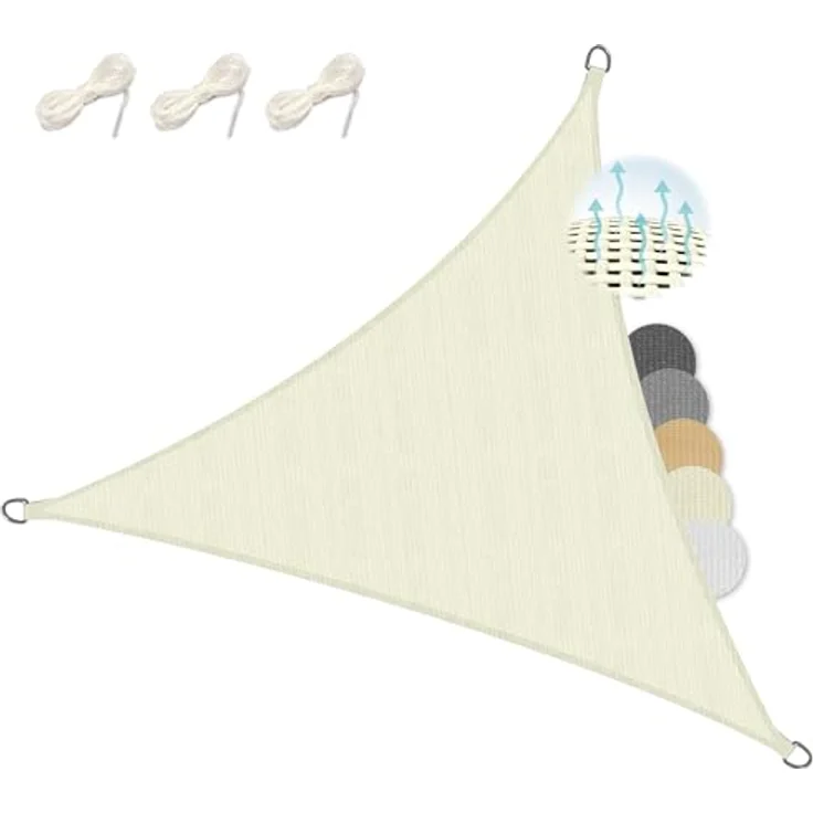 Sonnensegel dreieckig 2 x 2 x 2 m Balkon Sonnensegel Wasserdurchlässig Terrasse Sonnenschutz Segel Creme – Sol Royal Sonnensegel Balkon Segeltuch UV Sonnenschutz Garten Pool Camping - Shade Sails HS9 – Bild 2