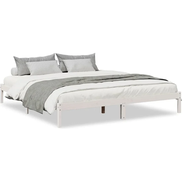 vidaXL Massivholzbett Extra Lang ohne Matratze Weiß 200x220 Kieferholz 852427 – Bild 1