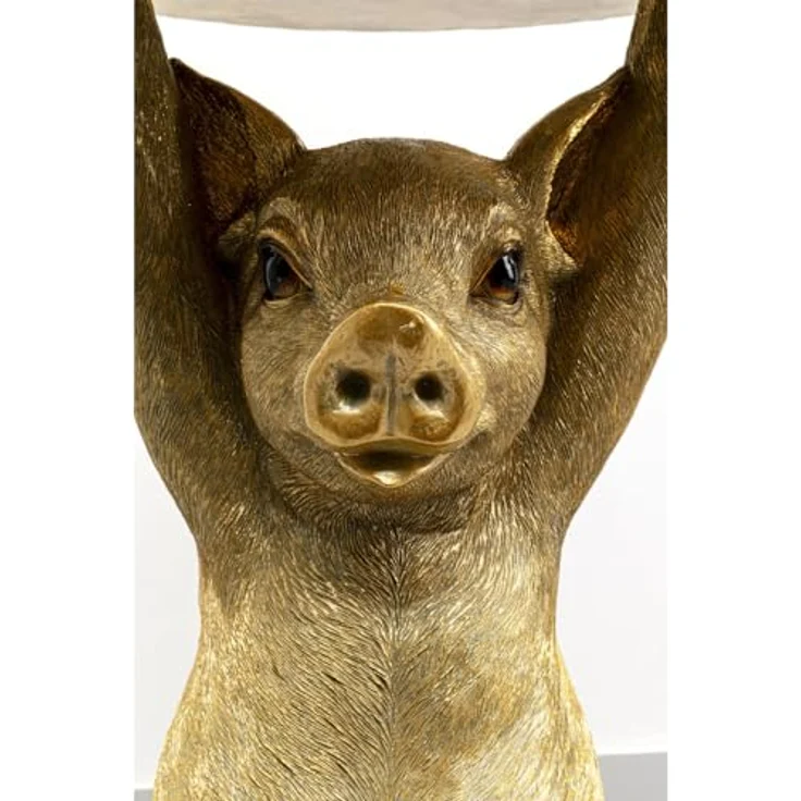 Kare Design Beistelltisch Animal Pig, Gold, 34 cm Durchmesser, Schwein Motiv, Tiermotiv, Wohnzimmertisch, Sofatisch, Couchtisch, Nachttisch, Betttisch – Bild 3
