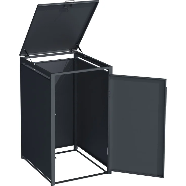 DEGAMO MÜNCHEN Mülltonnenbox 1-er, Stahl verzinkt, anthrazit, 60x62x102cm für kleine Tonnen 120 Liter – Bild 7