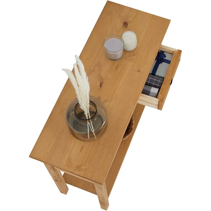 CARO-Möbel Konsolentisch SALSA, Schmaler Flurtisch mit 2 Schubladen und Ablage, Landhausstil natur – Bild 6