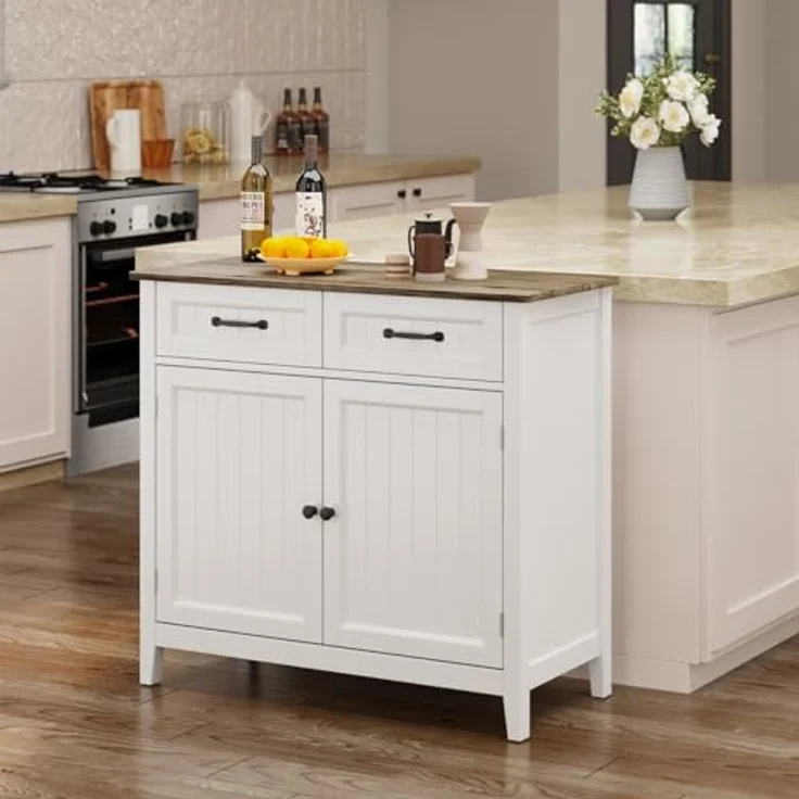 Bealife Küchen-Sideboard, Buffet-Schrank mit 2 Schubladen und 2 Türen, Küchenschrank mit Arbeitsplatte für Wohnzimmer, Esszimmer und Küche – Bild 7