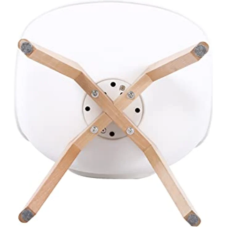 EGGREE 4er Set Esszimmerstühle mit Massivholz Buche Bein, Retro Design Gepolsterter Stuhl Küchenstuhl Holz, Weiß – Bild 12