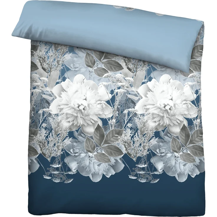 Traumhaft schlafen - Castell - Markenbettwäsche Thermo-Fleece Bettwäsche 0360442 BLUME GROß, eisblau, 1x 155x220 cm + 1x 80x80 cm – Bild 2