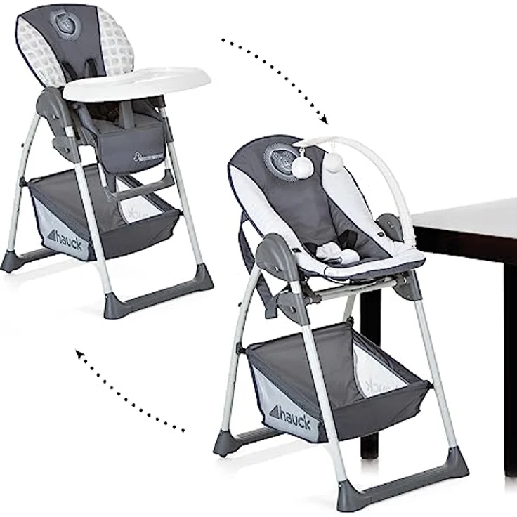 Hauck Disney Baby & Kinder Hochstuhl Sit N Relax, Set inkl. Höhenverstellbares Gestell mit Räder und Korb, Babyliege mit Spielbogen und Kindersitz mit Tablett, Klappbar, Mickey Cool Vibes Grau – Bild 2