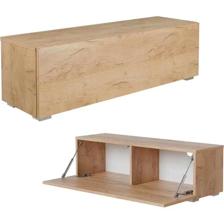 PLATAN ROOM Fernsehschrank TV-Lowboard 105/140 / 160/210 / 280 In Eiche Gold Hängend Oder Stehend Matt (105 x 30 x 32, Eiche Gold)