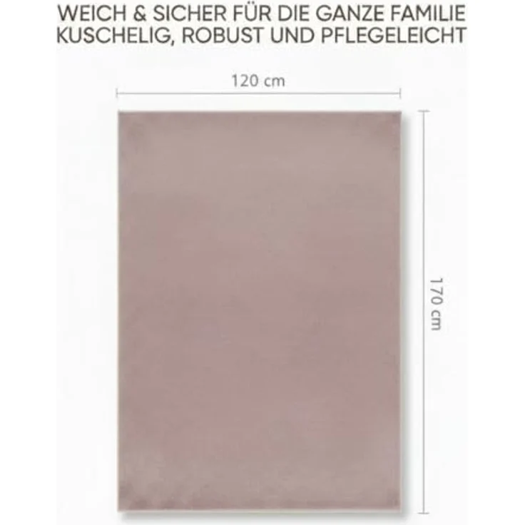 Jimri Moderner Teppich Wohnzimmer – Weich, Strapazierfähig & Pflegeleicht – Einfarbig Rosa, Rund & Rechteckig – Hochwertige Verarbeitung – Oeko-TEX Zertifiziert – Rosa, Rechteckig 120x170 cm – Bild 2