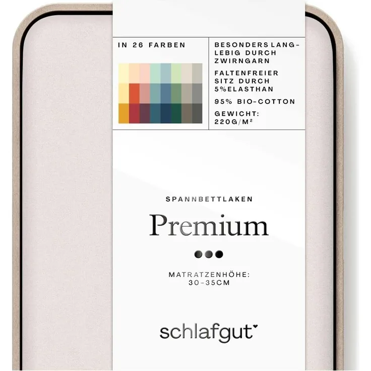Schlafgut Spannbettlaken Premium, Gummizug: rundum, (1 Stück), Mako-Zwirn-Jersey, Sand Light, S 90x190cm - 100x220cm