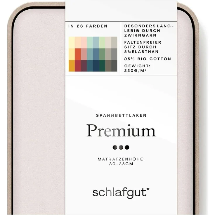Schlafgut Spannbettlaken Premium, Gummizug: rundum, (1 Stück), Mako-Zwirn-Jersey, Sand Light, S 90x190cm - 100x220cm – Bild 1