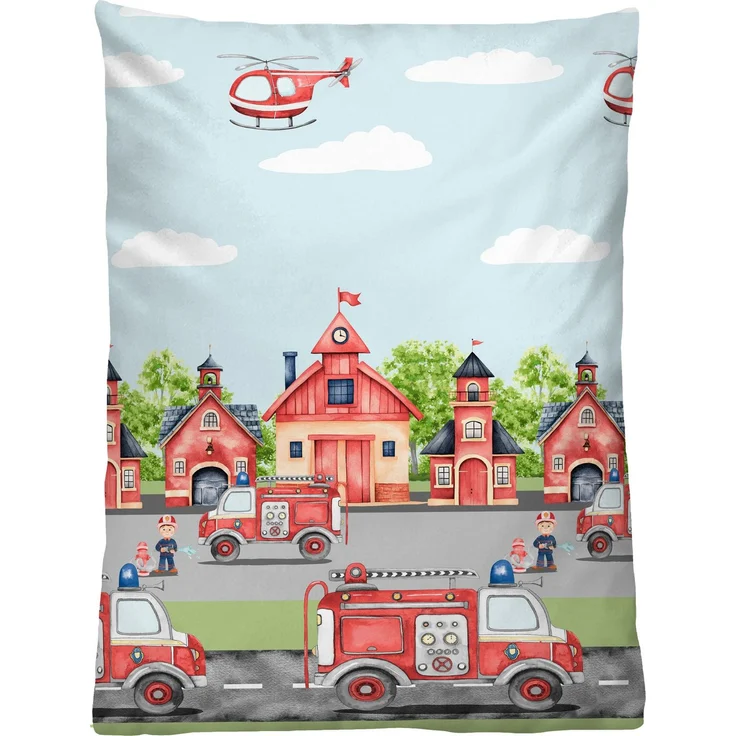 biberna Feinbiber Bettwäsche 0004523 FEUERWEHR, pistaziengrün, 1x 100x135 cm + 1x 40x60 cm – Bild 2