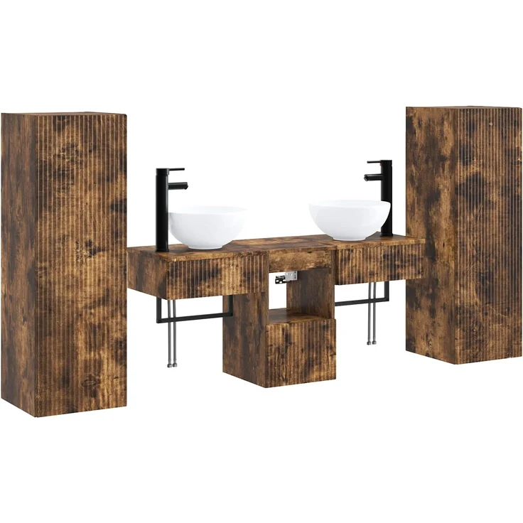 vidaXL Badezimmerschrank-Set 5 stk. Räuchereiche 33 x 34,5 x 100 cm 3405968 – Bild 2