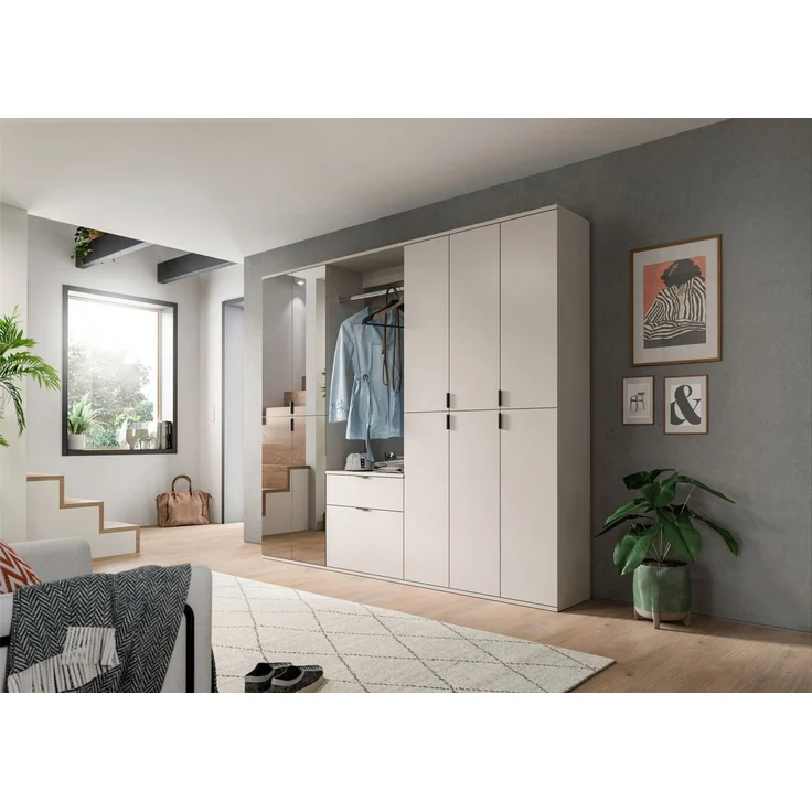 Home affaire Garderoben-Set TRONDHEIM, 6-teilig, Breite 213cm, individuell platzier- & erweiterbar, (Set, 5-St, bestehend aus: 3x Garderobenschrank & 3-tlgs. Zwischenbauelement), Garderobenschrank, Kleiderschrank, Schrankkombination, Garderobe – Bild 2