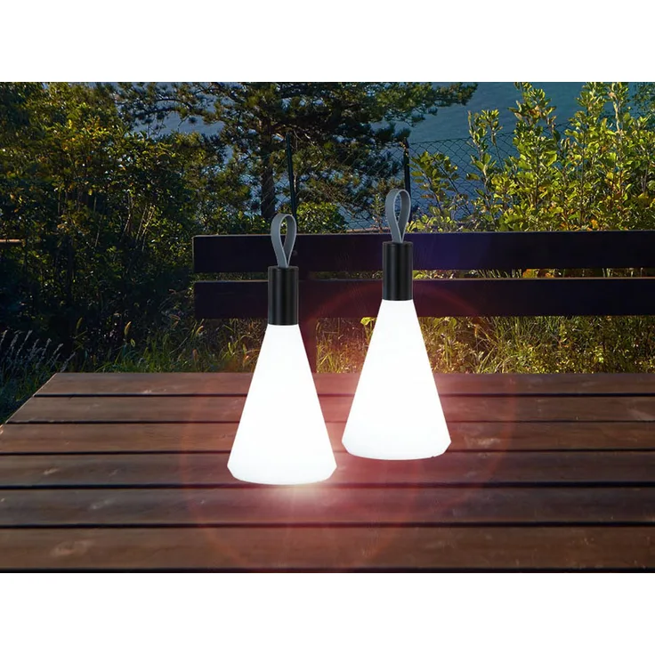 2er SET Outdoor Tischleuchten 31,5cm ohne Kabel - dimmbar & USB aufladbar