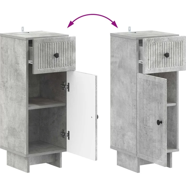 vidaXL 3-teiliges Badezimmer-Schranksystem EDE 3 stk. Betongrau 3417984 – Bild 7
