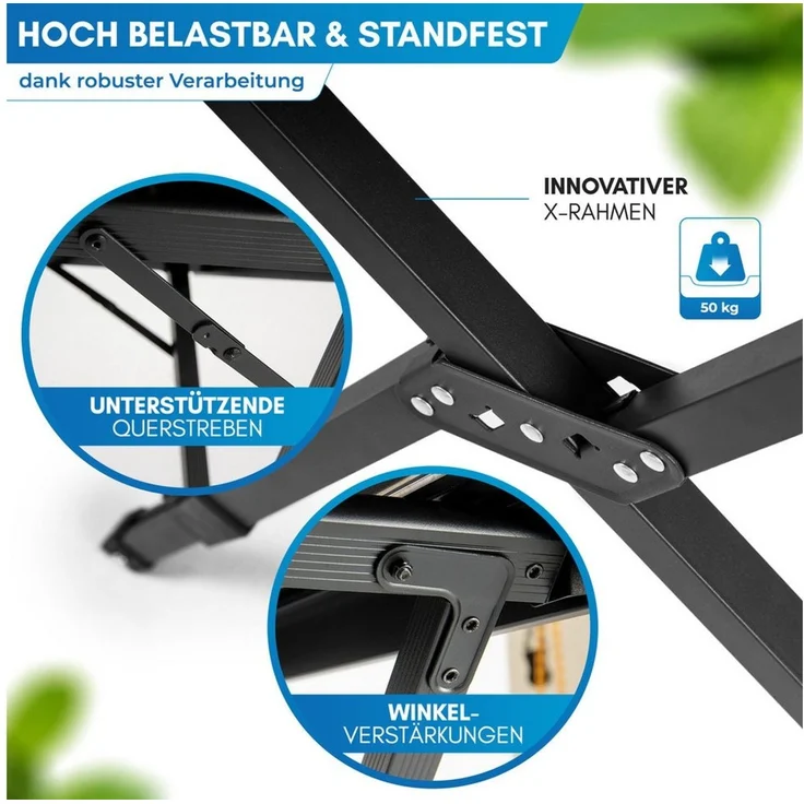 Nordmut Campingtisch Outdoor Tisch klappbar 110x70 cm höhenverstellbar Aluminium (kratzfeste Tischplatte für Camping Garten Balkon & Festival), wetterfester Klapptisch mit Tragetasche bis 50 kg belastbar – Bild 4