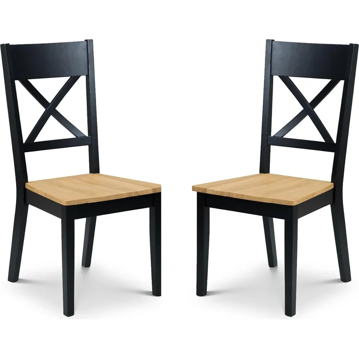 Julian Bowen Hockley Stuhl, 2 Stück, schwarz und Eiche
