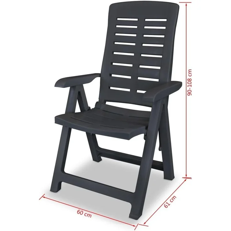 Progarden Gartenstuhl Hochlehner Klappstuhl Kunststoff Terrasse Balkon Schwarz (1 St), 1 Person, Wetterfest, Klappbar, leicht zu verstauen – Bild 3